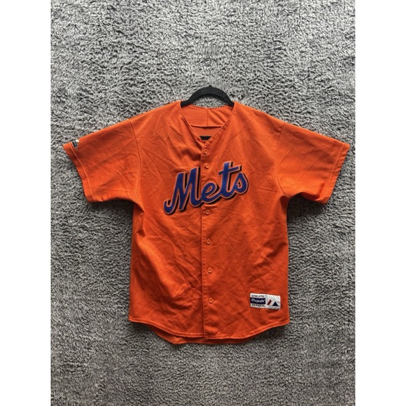 Vintage New York Mets MLB Baseball Jersey Majestic Tag L/XL‎ Orange Authentic OG - Picture 1 of 10